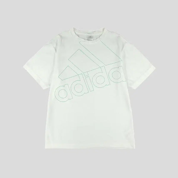 [BUNJANG] Adidas JP 00s White Mint Outline Big Logo Climalite T-Shirt M / 아디다스 JP 00s 화이트 민트 아웃라인 빅 로고 클라이마라이트 반팔 티셔츠 M