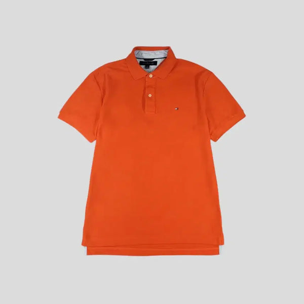 [BUNJANG] Tommy Hilfiger Orange Mini Logo Polo Shirt XL / 타미힐피거 오렌지 미니 로고 PK 피케 카라넥 반팔 티셔츠 XL