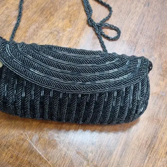 [BUNJANG] Black Beaded Mini Crossbody Bag / 비즈 미니 크로스 가방