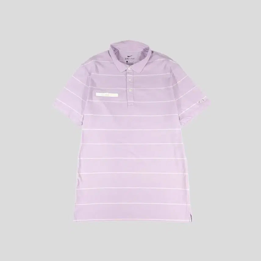 [BUNJANG] Nike Lavender White Stripe Swoosh Steel Logo Dri-FIT Chest Pocket Collar Neck Short Sleeve T-Shirt - Size M / 나이키 라벤더 화이트 스트라이프 스우시 스틸로고 드라이핏 체스트포켓 카라넥 반팔 티셔츠 M
