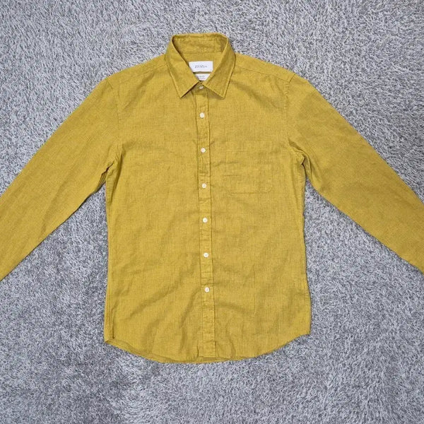 [BUNJANG] ZIOZIA Men's Linen Blend Slim Fit Shirt Mustard 100 / 지오지아 남성 린넨혼방 셔츠 슬림핏 100