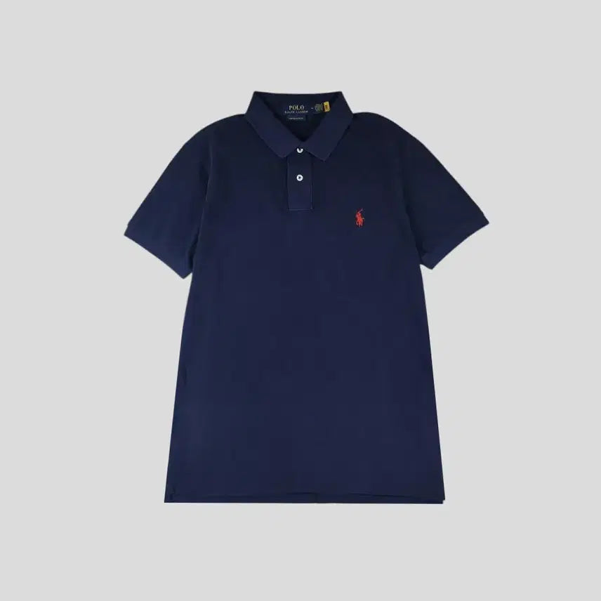 [BUNJANG] Polo Ralph Lauren Pigment Navy Red Pony Custom Slim Fit Pique Short Sleeve T-Shirt L / 폴로랄프로렌 피그먼트 네이비 레드포니 커스텀 슬림핏 PK 피케 카라넥 반팔 티셔츠 L