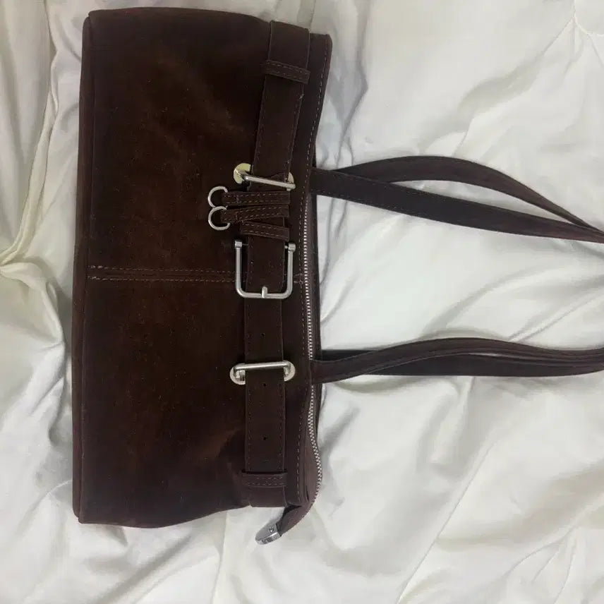 [BUNJANG] Suede Brown Shoulder Bag / 스웨이드 브라운 숄더백