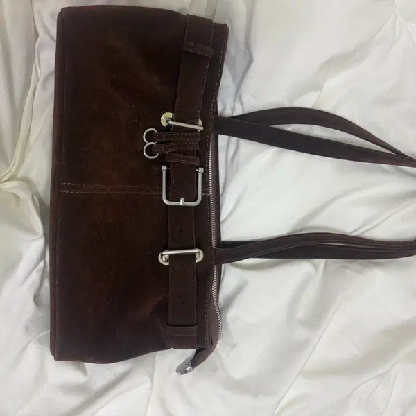 [BUNJANG] Suede Brown Shoulder Bag / 스웨이드 브라운 숄더백