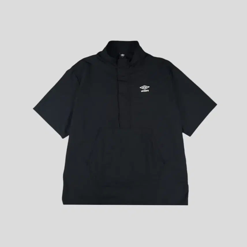 [BUNJANG] Umbro Black Logo Kangaroo Pocket Half Zip Stand Neck Short Sleeve Anorak Pullover 2XL / 엄브로 블랙 로고 캥거루포켓 하프집업 반집업 반팔 스탠넥 아노락 풀오버 2XL