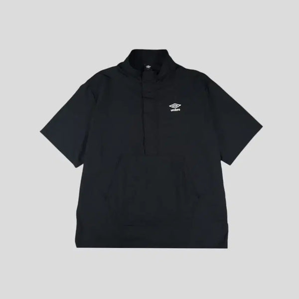 [BUNJANG] Umbro Black Logo Kangaroo Pocket Half Zip Stand Neck Short Sleeve Anorak Pullover 2XL / 엄브로 블랙 로고 캥거루포켓 하프집업 반집업 반팔 스탠넥 아노락 풀오버 2XL