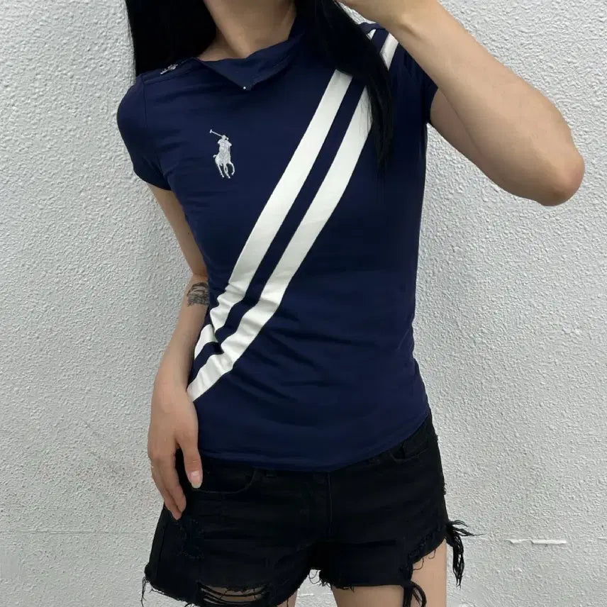 [BUNJANG] Polo Ralph Lauren White Big Pony Short Sleeve T-Shirt XS / 폴로 랄프로렌 화이트 빅포니 네이비 반팔 XS