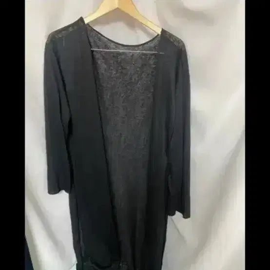 [BUNJANG] Women's See-Through Long Robe Cardigan / 여성 시스루 롱 로브가디건 블랙 루즈핏 썸머 가디건