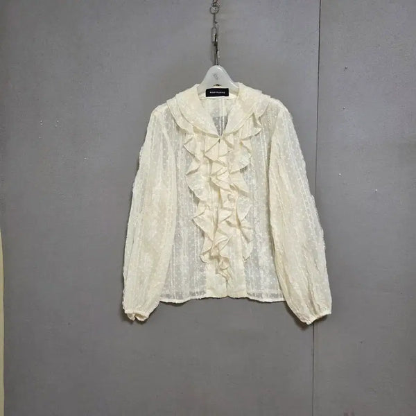 [BUNJANG] Ashley Store Frill Blouse (Ivory, Size 90) / 프릴넘이쁜 블라우스 90  n7615