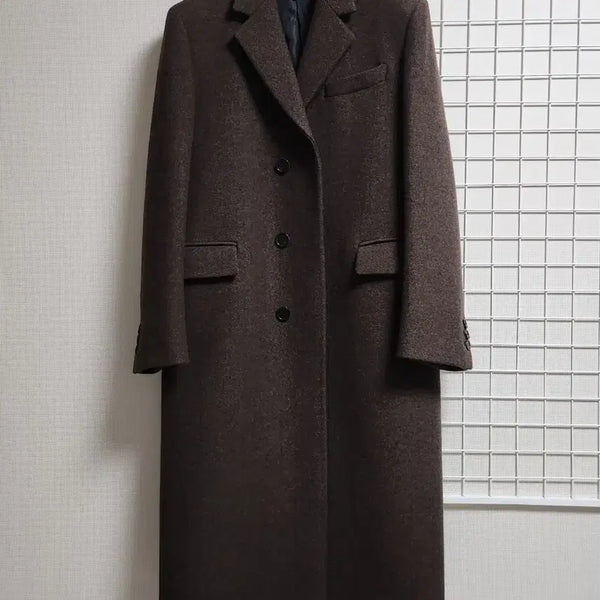 [BUNJANG] Tonywack Herringbone Single Breasted Tailored Coat Black Brown / [S] 토니웩 헤링본 싱글 브레스티드 테일러드 코트 블랙 브라운