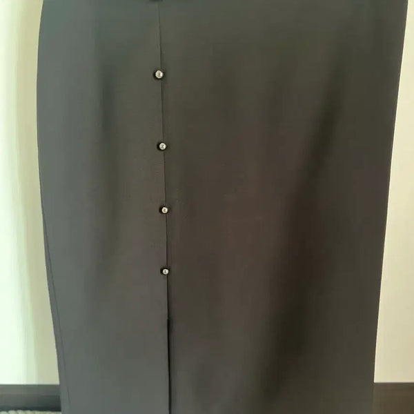 [BUNJANG] M Sens Black Button Point H-Line Skirt / 미센스 블랙 버튼 포인트 H라인 스커트
