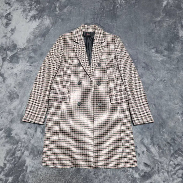 [BUNJANG] JJ JIGOTT Women's Double-Breasted Check Coat / (66)여성 JJ지고트 체크 더블 코트