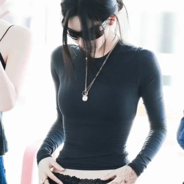 [BUNJANG] Skims Long Sleeve T-Shirt Ningning Airport Fashion / 스킴스 롱 슬리브 티셔츠 닝닝공항패션