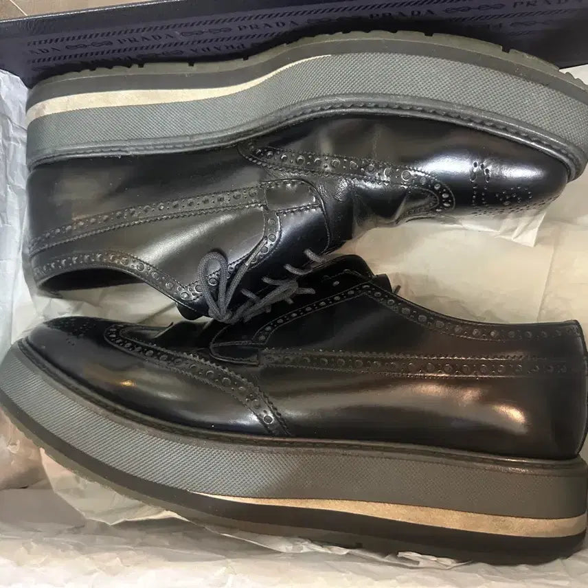 [BUNJANG] Prada Wingtip Platform Shoes Black Size 7.5 / 프라다 윙팁 플랫폼 슈즈 블랙7.5사이즈