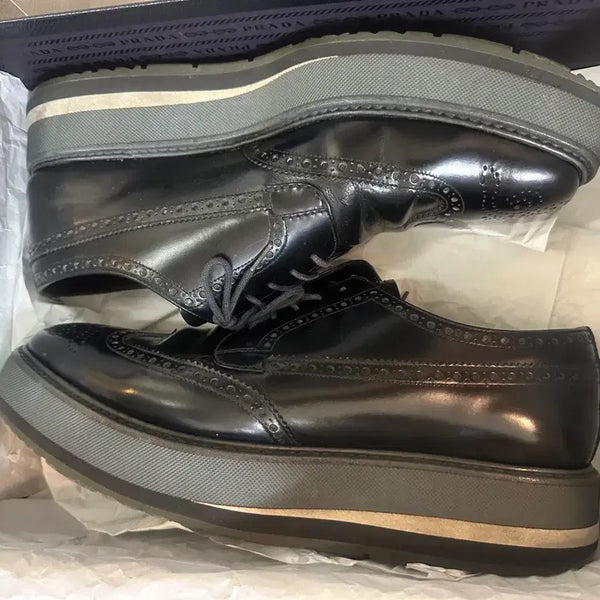 [BUNJANG] Prada Wingtip Platform Shoes Black Size 7.5 / 프라다 윙팁 플랫폼 슈즈 블랙7.5사이즈