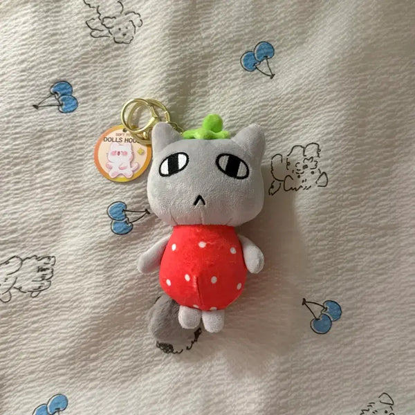[BUNJANG] Ganadi Gonagni Strawberry Cat Keyring Plush / (새상품) 가나디 고냐니 딸기 고양이 키링 인형