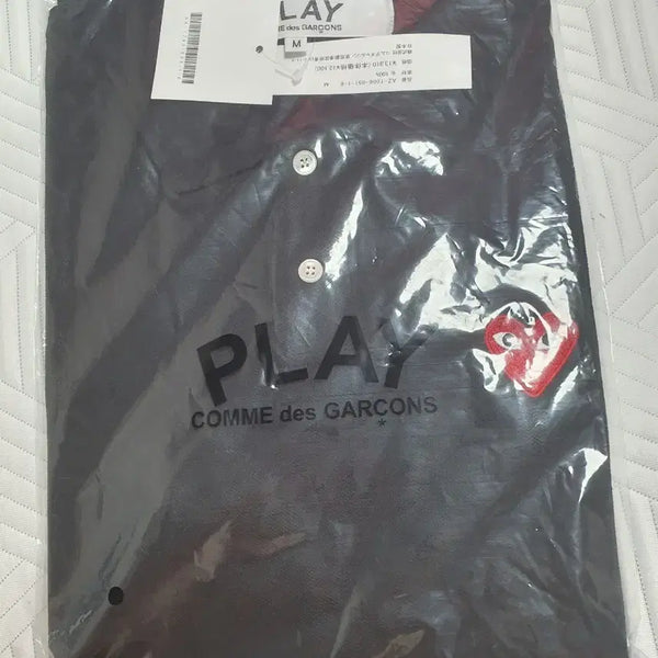 [BUNJANG] Comme des Garçons Black Heart Emblem Short Sleeve Polo Shirt M / 꼼데가르송 반팔 카라티 블랙 m