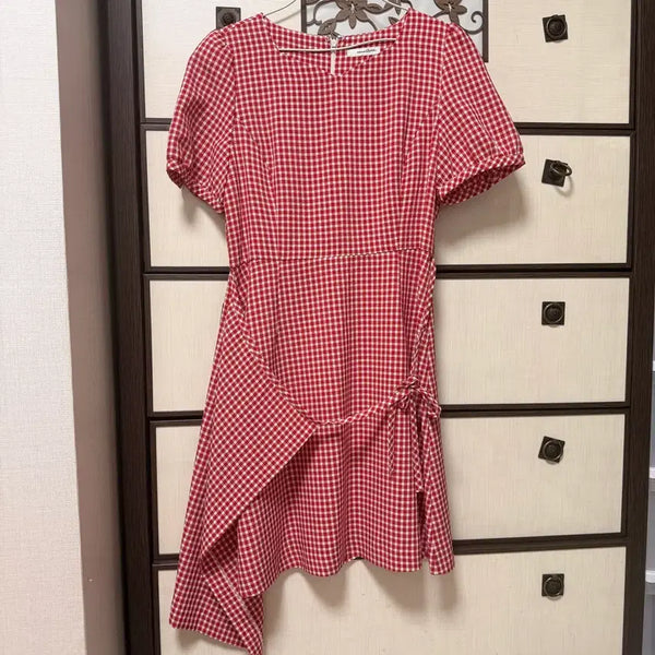 [BUNJANG] ROEM Red Check Long Dress Size 55 / 로엠55원피스 세벌일괄가격