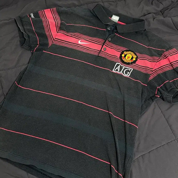 [BUNJANG] Nike Manchester United AIG Short Sleeve Pique Shirt Medium / 나이키 황유시절 맨유 AIG 반팔 피케 미디움