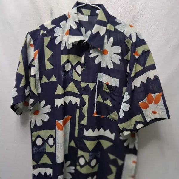 [BUNJANG] Floral Pattern Shirt Navy Size 100 / 꽃무늬 셔츠 네이비100 개당