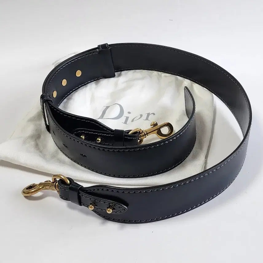 [BUNJANG] Dior Studded Wide Leather Shoulder Strap (Black Smooth Leather) / [정품/미사용 새상품] 디올 스터드 와이드 가죽 숄더 스트랩 (블랙 스무스 레더)