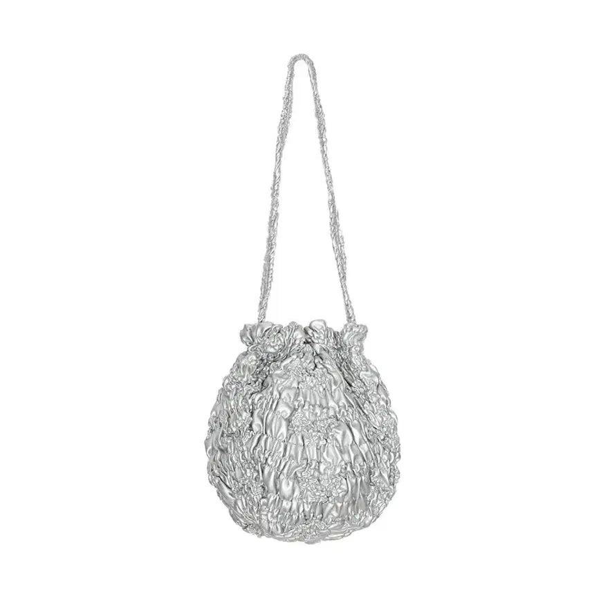[BUNJANG] Cosmoss Wrinkle Pumpkin Leather Bag (Silver) / 코스모스 펌킨백 실버 COSMOSS Wrinkle Pumpkin Leather Bag (silver)