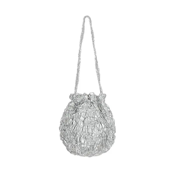 [BUNJANG] Cosmoss Wrinkle Pumpkin Leather Bag (Silver) / 코스모스 펌킨백 실버 COSMOSS Wrinkle Pumpkin Leather Bag (silver)