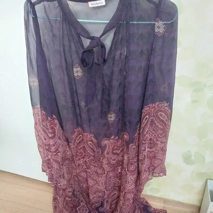 [BUNJANG] Max Mara Purple Patterned Chiffon Blouse / 막스앤코 퍼플 패턴 시폰 블라우스