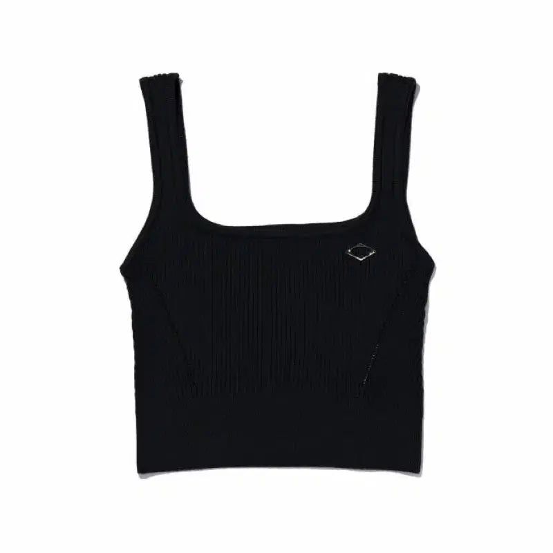 [BUNJANG] Mischief Rhombus Knit Crop Top - Black / 미스치프 RHOMBUS KNIT CROP TOP-BLACK