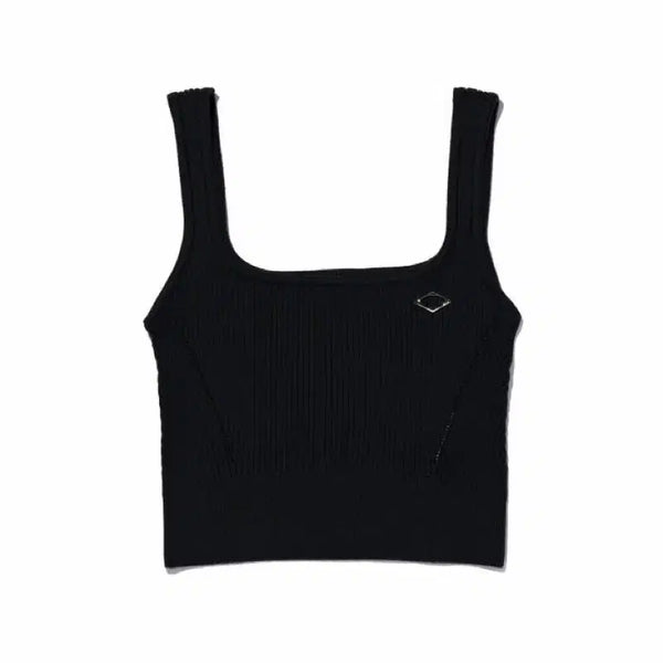 [BUNJANG] Mischief Rhombus Knit Crop Top - Black / 미스치프 RHOMBUS KNIT CROP TOP-BLACK
