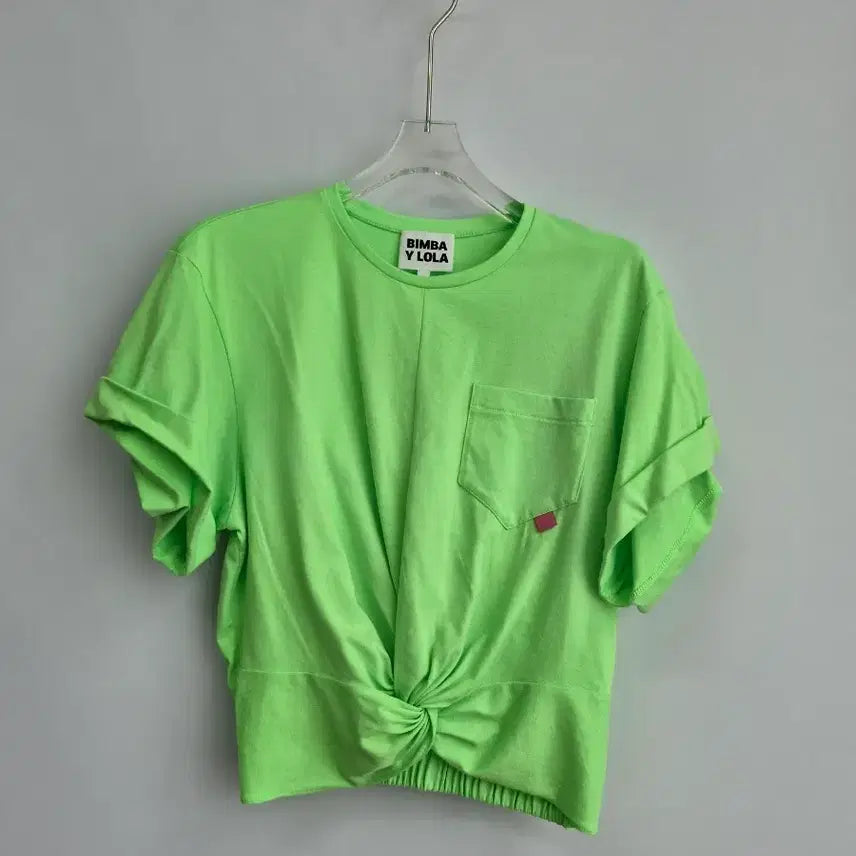 [BUNJANG] Bim Black Lola Fluorescent Cropped T-shirt Size S / a0129 빔바이롤라 형광색 크롭 티셔츠 S