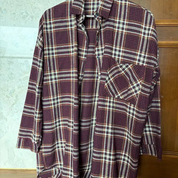 [BUNJANG] Checkered Pattern Loose Fit Women's Shirt / 체크 남방