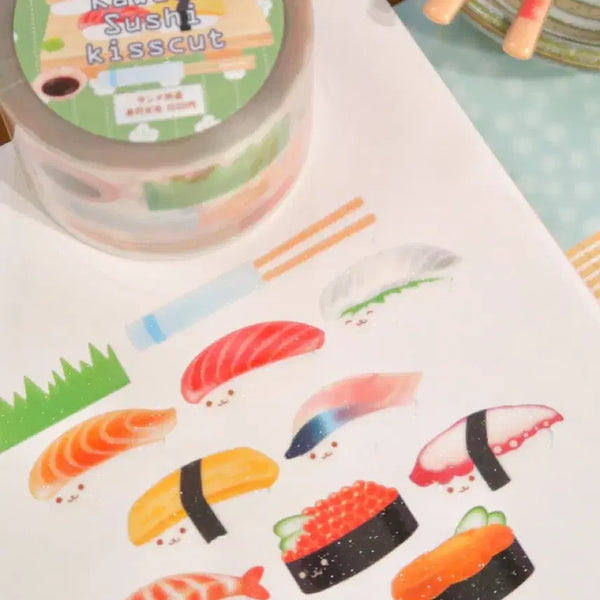 [BUNJANG] Pearlibutton Kawaii Sushi Kiss Cut Sticker (Sold Separately) / [펄리버튼] 카와이스시 초밥 키스컷 띵 소분