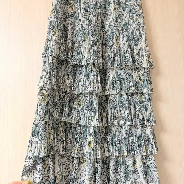 [BUNJANG] TIME Pleated Frill High-Waisted Banding Skirt (Size 55) / 타임, 플리츠 프릴 밴딩 스커트(55)