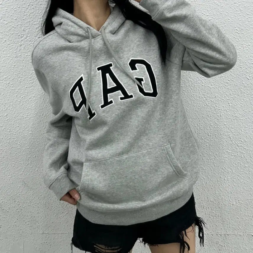 [BUNJANG] GAP Center Logo Grey Full Zip Hoodie Size S / 갭 센터로고 그레이 후드집업 S