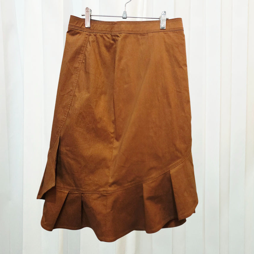 [BUNJANG] TIME by 'thehandsome' Brown Pleated Detail Skirt / 25인치 한섬 타임 브라운 주름 디테일 스커트 C568