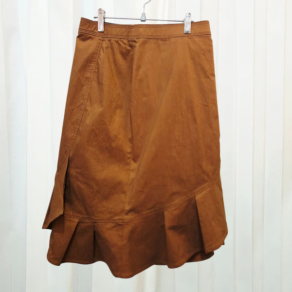 [BUNJANG] TIME by 'thehandsome' Brown Pleated Detail Skirt / 25인치 한섬 타임 브라운 주름 디테일 스커트 C568