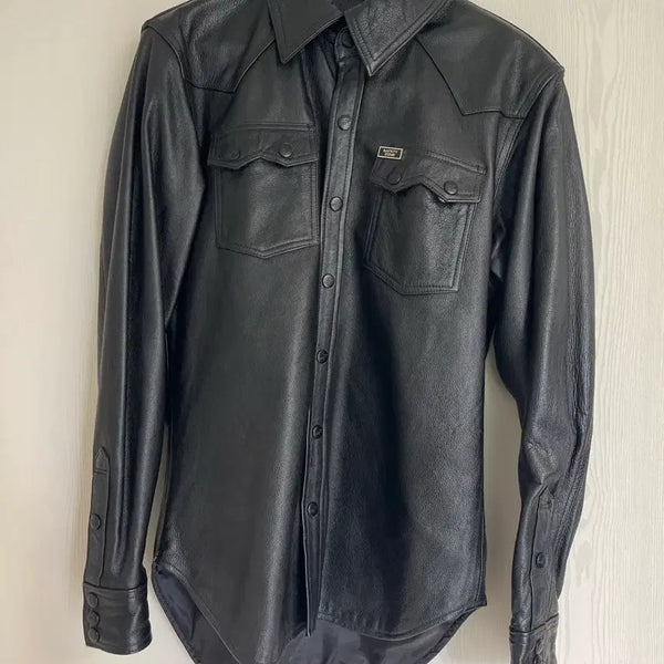 [BUNJANG] Safety Zone 90s Archive Full Grain Leather Western Shirt (Size 105) / 90s 아카이브 빈티지 안전지대(SafeteyZone) 통 소가죽 웨스턴 셔츠 105