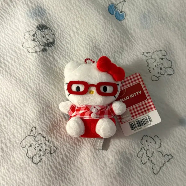 [BUNJANG] Hello Kitty Red Glasses Keychain Doll / (새상품) 헬로키티 레드 안경 키링 인형