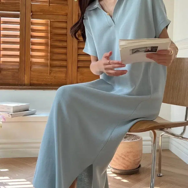 [BUNJANG] Collared Knit Long Dress / 카라 니트 롱원피스 새상품