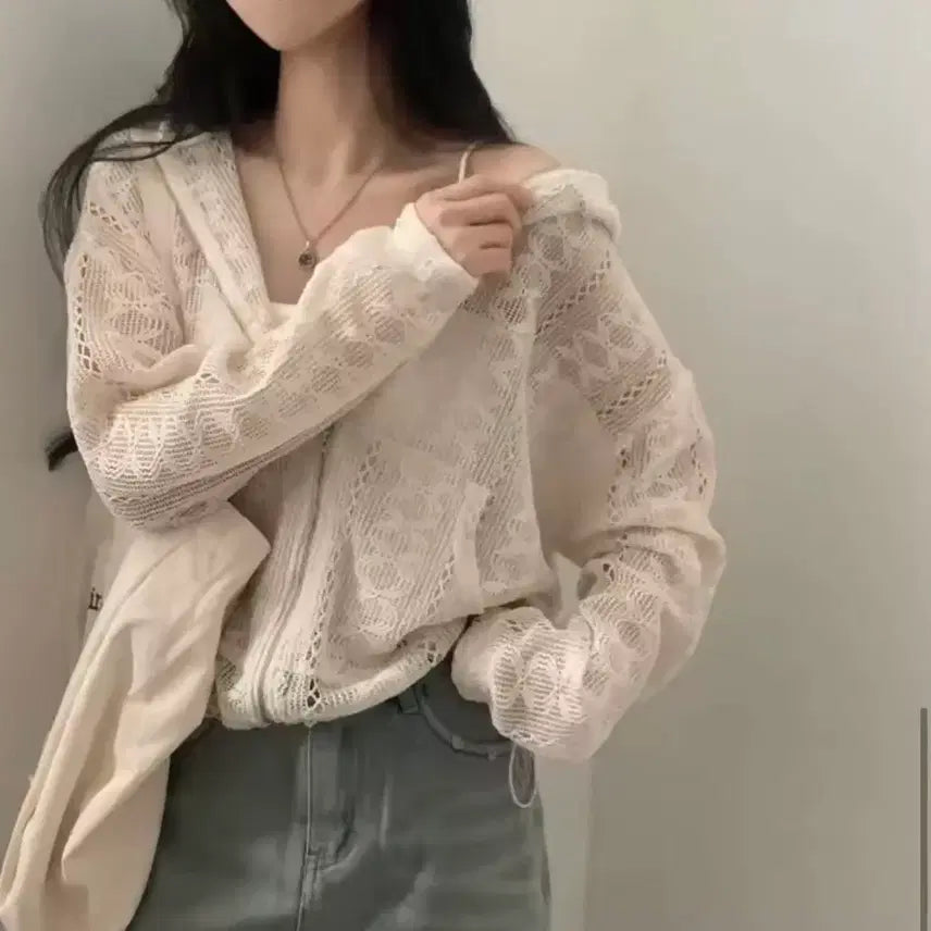 [BUNJANG] Ivory Crochet Knit Cardigan / 크로셰 가디건 아이보리