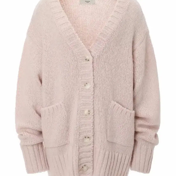 [BUNJANG] Three Times Loose Peanut Cardigan Pink / 쓰리타임즈 루즈 피넛 가디건 핑크