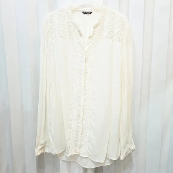[BUNJANG] Massimo Dutti Lace Embroidered Blouse / L 마시모두띠 레이스 자수 디테일 블라우스 C573