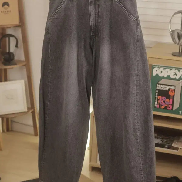 [BUNJANG] Hyaching Room Wide Curved Jeans Washed Grey Size 4 / 햐칭룸 와이드커브드진 워시드 그레이 4사이즈