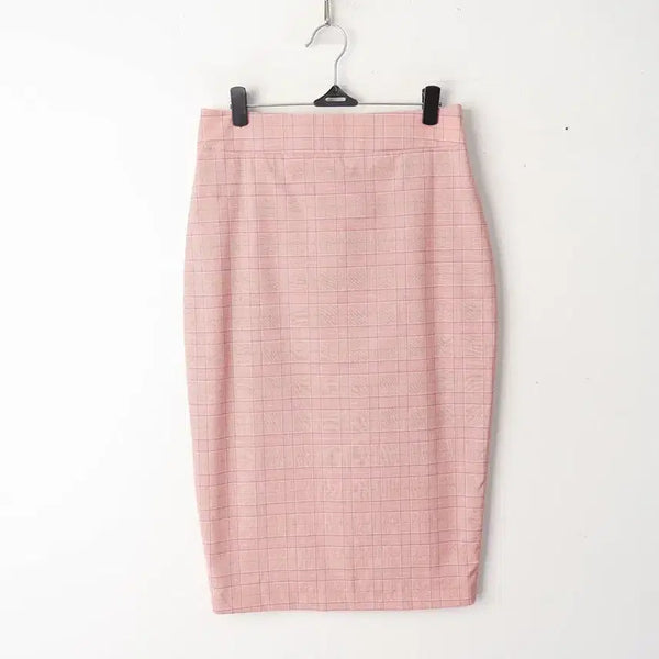 [BUNJANG] DE SILHOUETTE Checked Skirt (Pink, Size M) / 26/DE SILHOUETTE 체크 스커트