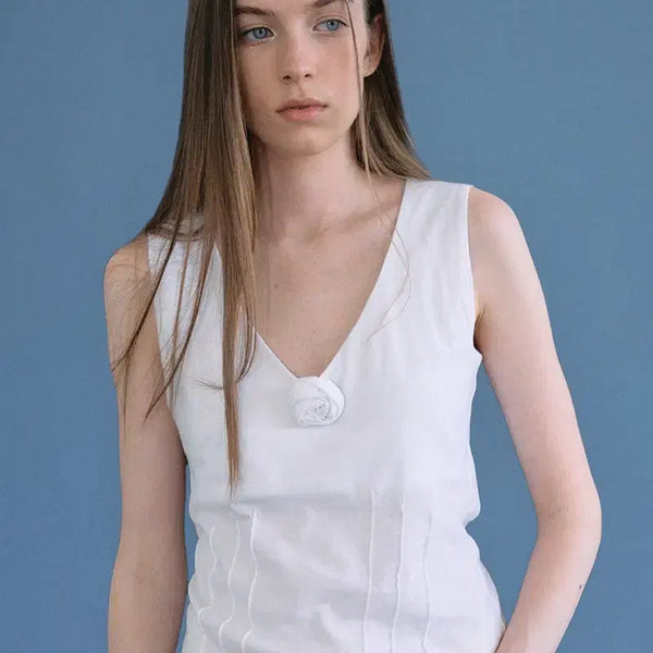 [BUNJANG] Thanat Corsage Sleeveless Top / (새상품) 타낫 코사지 슬리브리스