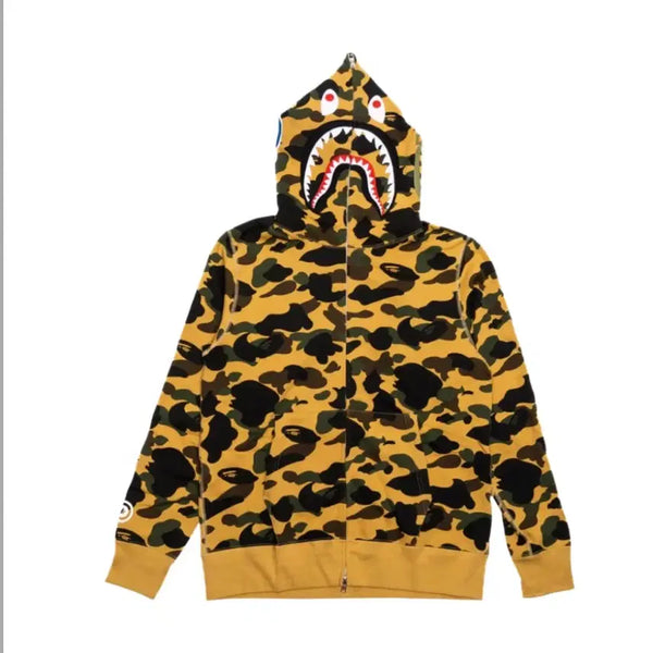 [BUNJANG] Bape Shark Hoodie Yellow Camo M, T-Shirt L / 정품) 베이프 샤크 후드집업 옐로우 카모 M, 반팔 티 L