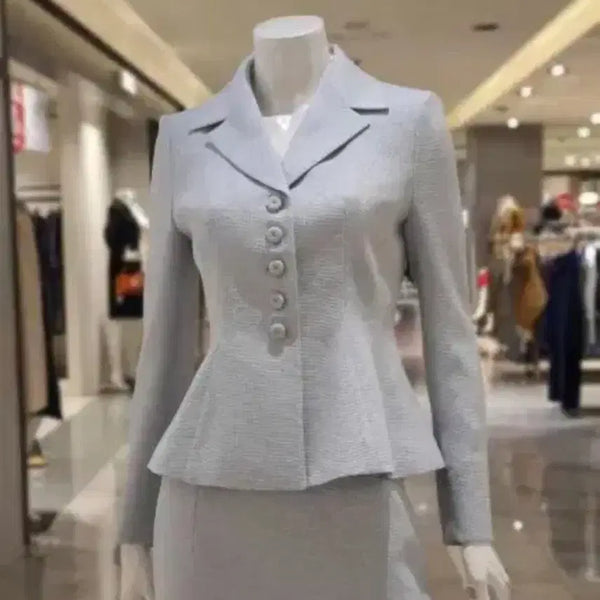 [BUNJANG] Jigott Sky Blue Peplum Detail Summer Jacket / 지고트 스카이블루 여름용 페플럼 디테일 자켓 66