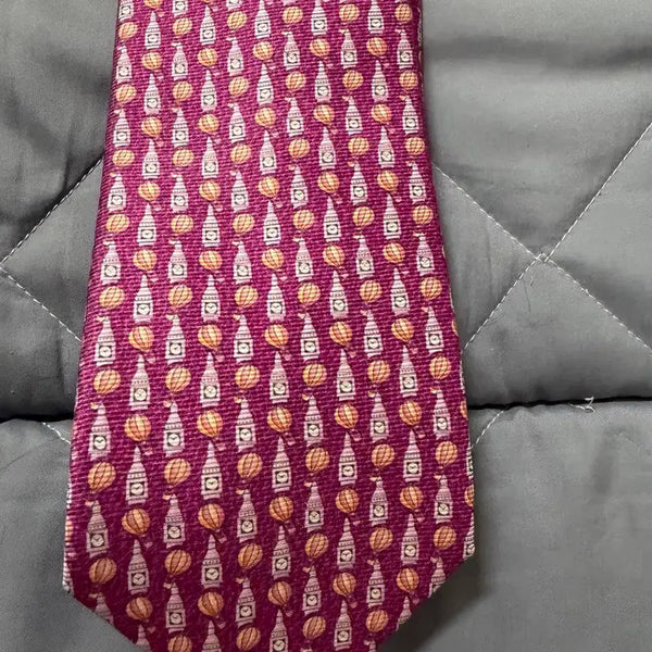 [BUNJANG] Bvlgari Big Ben Pattern Silk Necktie Pink / 불가리 빅벤패턴 핑크 넥타이