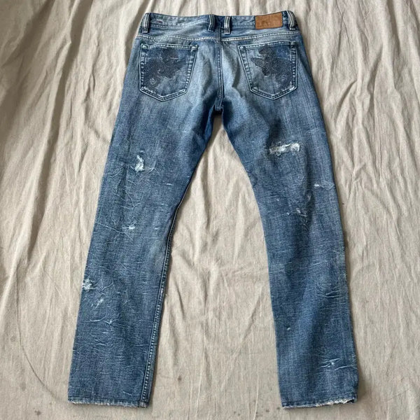 [BUNJANG] Diesel Black Gold Damage Embroidered Denim Pants - Size 32 / 디젤 데미지 백포켓자수 데님팬츠 32